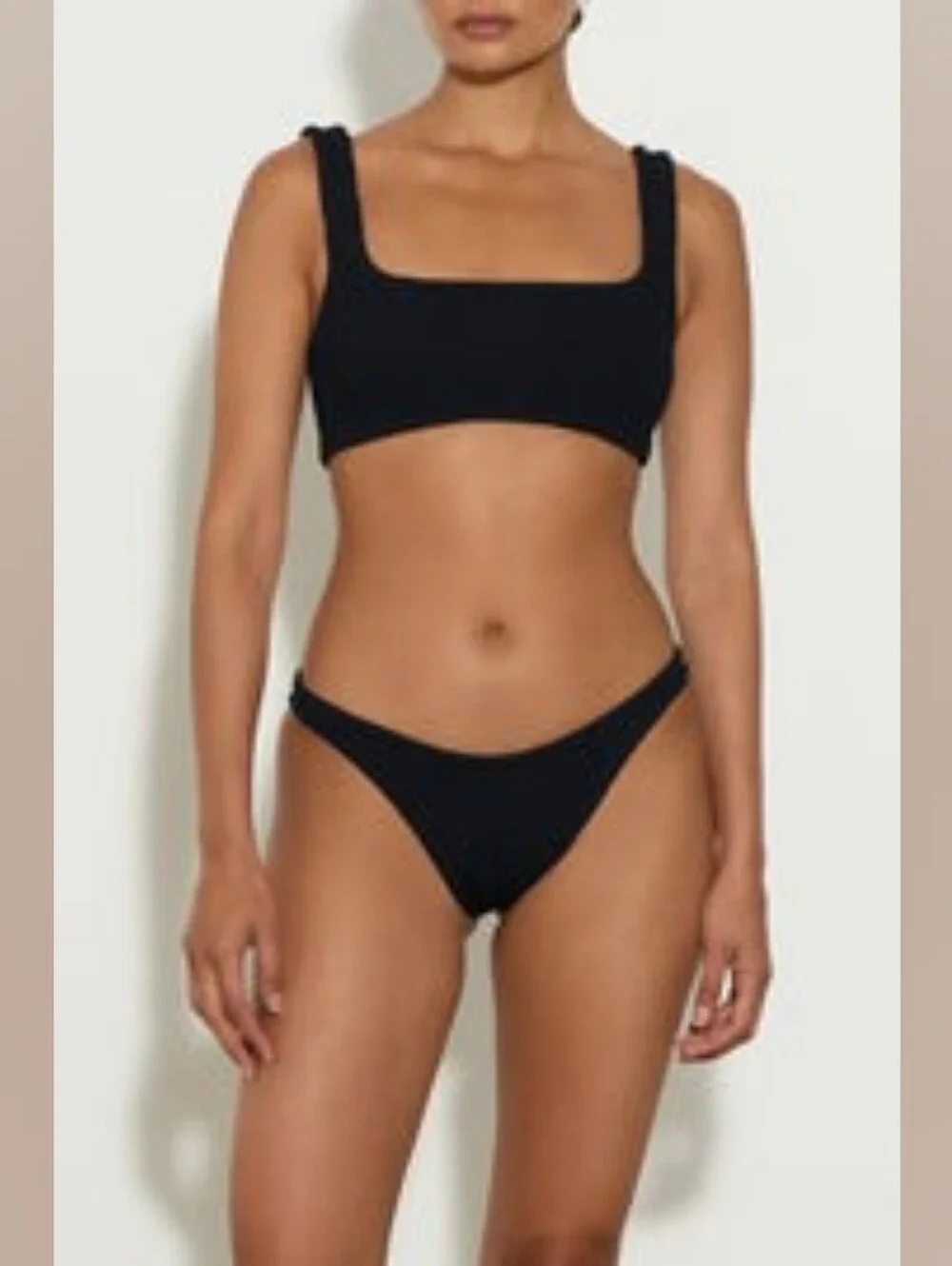 Hunza G Xandra Bikini in Black Square-Neck Black Set - Women Swimwear One Size